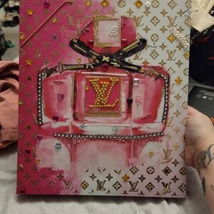 LV Themed Pink and Gold Canvas Art
